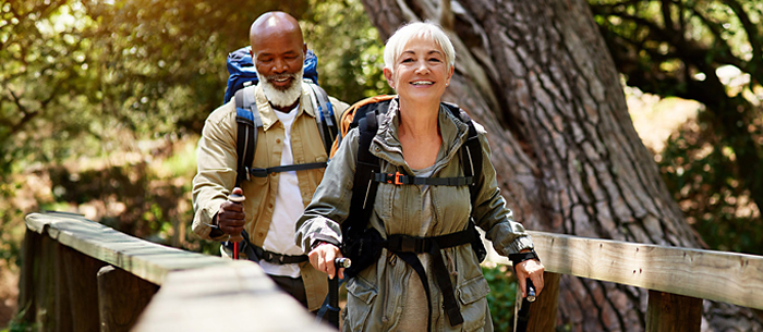 senior couple hiking