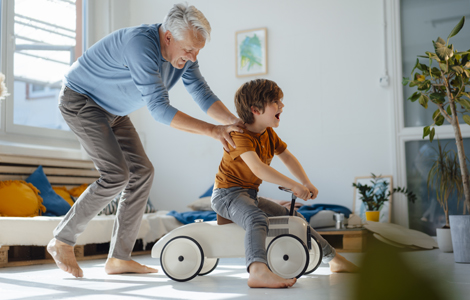 grandfather playing